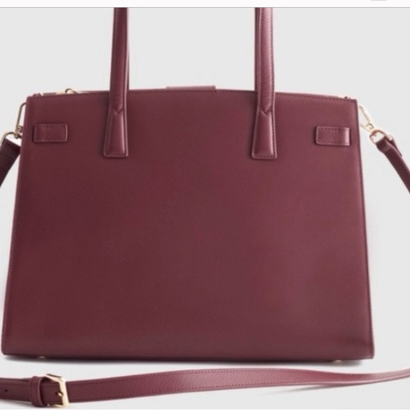 Quince Italian Leather Triple Compartment Satchel Burgundy - Picture 1 of 8